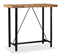 Eleganz Ensemble de bar 5 pièces en bois massif recyclé et acier - Ensemble de salle à manger rustique avec cuir véritable pour des espaces de vie élégants