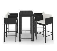 Eleganz Ensemble de bar de jardin 5 pièces avec coussins en rotin synthétique et acier - Meuble d'extérieur moderne pour terrasse et jardin - Durable et facile d'entretien