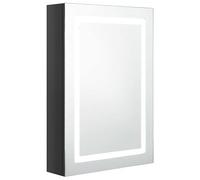 Eleganz Ensemble de cabinet de salle de bain avec miroir, noir brillant, 50 x 13 x 70 cm, MDF avec revêtement en résine mélamine et verre, armoire de salle de bain moderne avec éclairage