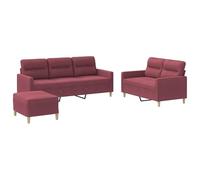 Eleganz Ensemble de canapé 3 pièces avec coussin, en tissu bordeaux, pour salon ou chambre à coucher, confortable et peu encombrant, idéal pour les petits espaces