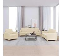Eleganz Ensemble de canapé 3 pièces avec coussins en tissu crème - Ensemble futon pour salon, chambre à coucher ou bureau - Confortable et élégant - Idéal pour les petits espaces et les hôtes