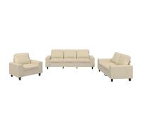 Eleganz Ensemble de canapé 3 pièces en tissu crème - Ensemble futon pour salon, chambre à coucher ou bureau - Confortable, durable et élégant - Parfait pour les petits espaces et les aménagements