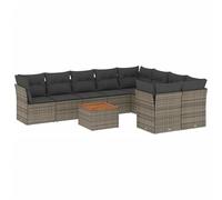 Eleganz Ensemble de canapé de jardin 10 pièces avec coussin gris - rotin PE et acier revêtu par pulvérisation - Durable et résistant aux intempéries - Parfait pour les terrasses et les jardins