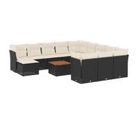 Eleganz Ensemble de canapé de jardin 13 pièces en rotin synthétique noir avec coussin, acier revêtu par pulvérisation, durable et résistant aux intempéries, parfait pour la terrasse et le jardin