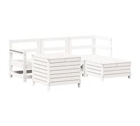 Eleganz Ensemble de canapé de jardin 5 pièces en pin massif - Ensemble de meubles d'extérieur blanc pour terrasse et balcon - Résistant aux intempéries et durable pour se détendre en plein air