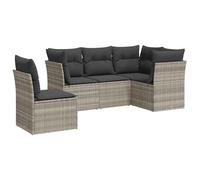 Eleganz Ensemble de canapé de jardin 5 pièces en rotin PE et acier revêtu par pulvérisation, gris clair, résistant aux intempéries et durable, idéal pour terrasse et jardin