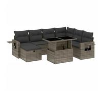Eleganz Ensemble de canapé de jardin 8 pièces en rotin synthétique gris avec coussin, acier revêtu par pulvérisation, durable et résistant aux intempéries, parfait pour la terrasse et le jardin