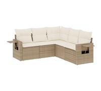 Eleganz Ensemble de canapé de jardin en rotin avec coussins beige - Mobilier d'extérieur en polyrotin résistant aux intempéries pour terrasse, balcon ou jardin - Salon confortable avec espace de