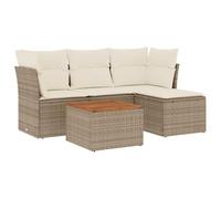 Eleganz Ensemble de canapé de jardin en rotin synthétique avec coussin, acier revêtu par pulvérisation, beige, durable et résistant aux intempéries, pour terrasse et jardin