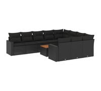 Eleganz Ensemble de canapé de jardin en rotin synthétique avec coussins et acier revêtu par pulvérisation - Durable et résistant aux intempéries - Pour terrasse et jardin