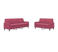 Eleganz Ensemble de canapé futon 2 pièces, en velours bordeaux, avec coussins, paysage confortable, pour salon ou chambre à coucher, peu encombrant et élégant