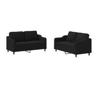 Eleganz Ensemble de canapé futon noir avec coussins - Ensemble de salon moderne, housse en tissu, peu encombrant pour les petits espaces - Confortable et élégant