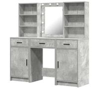 Eleganz Ensemble de coiffeuse avec porte et 3 pièces, en béton gris, matériau en bois, meubles de chambre à coucher, solution de rangement, design moderne