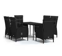 Eleganz Ensemble de meubles de jardin 7 pièces avec coussins noirs - Ensemble de salle à manger d'extérieur moderne pour terrasse et jardin, résistant aux intempéries et confortable
