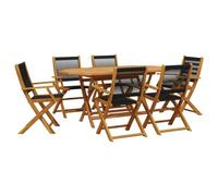 Eleganz Ensemble de meubles de jardin, 7 pièces, en polypropylène et bois massif, noir, durable, pour terrasse et jardin