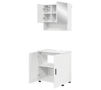 Eleganz Ensemble de meubles de salle de bain, 2 pièces, avec porte, bois blanc et métal, élégant et peu encombrant, ameublement moderne de salle de bain