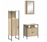 Eleganz Ensemble de meubles de salle de bain 3 pièces avec étagère et porte en bois - Ensemble de salle de bain moderne pour plus d'espace de rangement et d'ordre