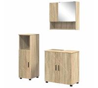 Eleganz Ensemble de meubles de salle de bain 3 pièces en chêne Sonoma en bois et métal - Ensemble de meubles de salle de bain modernes pour plus d'espace de rangement et d'organisation