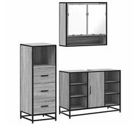 Eleganz Ensemble de meubles de salle de bain 3 pièces gris Sonoma en bois, métal et verre - Ensemble de meubles de salle de bain modernes pour un design élégant et un rangement pratique