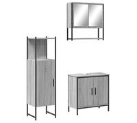 Eleganz Ensemble de meubles de salle de bain 3 pièces gris Sonoma - Ensemble de meubles de salle de bain modernes en bois et acier revêtu par pulvérisation - Élégant et peu encombrant