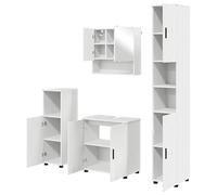 Eleganz Ensemble de meubles de salle de bain 4 pièces avec porte - Bois blanc et métal - Élégant et peu encombrant - Design moderne pour petites salles de bain