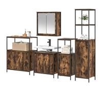 Eleganz Ensemble de meubles de salle de bain 5 pièces avec porte en chêne fumé et noir - Matériau bois - Élégant et peu encombrant pour salle de bain moderne
