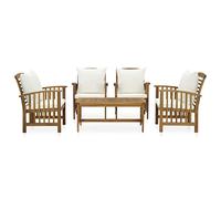 Eleganz Ensemble de salon de jardin 5 pièces en bois massif d'acacia traité à l'huile pour des meubles de jardin durables, parfait pour la terrasse et le jardin, design élégant et robuste