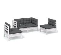 Eleganz Ensemble de salon de jardin avec coussins en pin massif et 100 % polyester, 4 pièces - Meubles d'extérieur modernes pour terrasse et jardin, durable et facile d'entretien