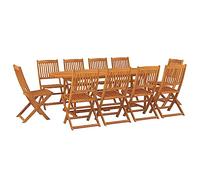 Eleganz Ensemble de table de jardin en bois massif d'acacia 11 pièces. Pour terrasse et jardin, résistant aux intempéries et durable, taille XXL 220 x 90 x 75 cm, parfait pour les familles et les