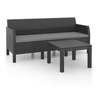 Eleganz Ensemble salon de jardin 2 pièces anthracite avec coussins en rotin PP - Meubles d'extérieur modernes pour terrasse et balcon, résistant aux intempéries et confortable