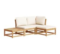 Eleganz Ensemble salon de jardin 4 pièces avec coussins en bois massif d'acacia traité à l'huile - Meubles de jardin durables et élégants pour des soirées confortables en plein air