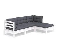 Eleganz Ensemble salon de jardin 4 pièces avec coussins en pin massif et 100 % polyester - Parfait pour terrasse et jardin - Durable et facile d'entretien