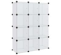 Eleganz Étagère cube à 12 compartiments avec portes en polypropylène et acier transparent - Étagère à chaussures pour armoire ou salon, peu encombrante et stable - Idéal pour les petits espaces