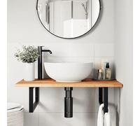 Eleganz Étagère de lavabo murale en bois d'acacia massif avec finition à l'huile naturelle - Ensemble de meubles de salle de bain stable pour baignoire et douche - Rangement peu encombrant pour