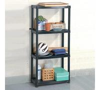 Eleganz Étagère de rangement à 4 étages, noire, 61 x 30,5 x 130 cm, en plastique, stable et peu encombrante, pour commerce, garage ou cave, étagère robuste pour charges lourdes