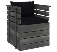 Eleganz Fauteuil de jardin avec coussin en pin massif - Chaise de jardin confortable et durable avec housse 100 % polyester - Idéal pour la terrasse et le jardin