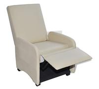 Eleganz Fauteuil pliant en cuir synthétique crème - Ottoman peu encombrant et confortable pour le salon, la chambre à coucher ou le balcon