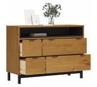 Eleganz FLAM Armoire à tiroirs, 110 x 40 x 80 cm, en pin massif, couleur chêne, ensemble de meubles de salon, durable et élégant, pour les aménagements modernes