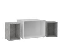 Eleganz FMD Table basse avec 2 tables d'appoint 67,5 x 67,5 x 50 cm, blanc, aspect béton, plateau mélaminé, pour salon, durable et facile d'entretien