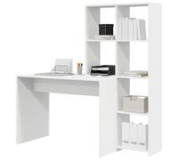 Eleganz Grand bureau avec étagère en bois | 138,5 x 55 x 143 cm | Blanc | Poste de travail stable pour un travail efficace