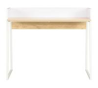 Eleganz Grand bureau blanc et chêne 90 x 60 x 88 cm - Bois et acier revêtu par pulvérisation - Durable et élégant pour les lieux de travail modernes