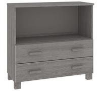 Eleganz Hamar - Buffet gris clair - 85 x 35 x 80 cm - Bois de pin massif pour salon - Durable et élégant - Rangement parfait pour les petits espaces
