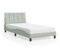 Eleganz Hanko Cadre de lit sans matelas, 100 x 200 cm, gris clair, en velours, moderne, avec cadre stable, pour célibataires et couples