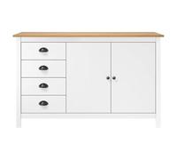 Eleganz Hill - Buffet blanc en pin massif - 130 x 40 x 80 cm - Ensemble de meubles de salon - Durable et élégant - Parfait pour les petits espaces