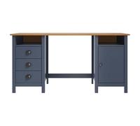 Eleganz Hill Bureau de grande capacité, gris, 150 x 50 x 74 cm, en pin massif, durable et élégant, pour bureau moderne