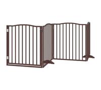 Eleganz Hundeetor - Portail pliable en bois de peuplier - 4 pièces - Chêne marron - 320 cm - Barrière de sécurité pour chiens - Durable et stable - Idéal pour la maison et le jardin