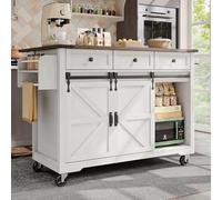 Eleganz Îlot de cuisine avec portes coulissantes de 140 cm - Transforme le chaos en harmonie - Extensible de 45 à 73 cm - 3 tiroirs + portes coulissantes - Charge maximale de 75 kg pour vos rêves de