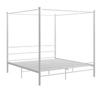 Eleganz Lit à baldaquin en métal blanc 200 x 200 cm - Lit double de luxe avec baldaquin pour chambre à coucher, structure en métal durable et design romantique - Parfait pour les couples et la nuit de