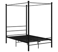 Eleganz Lit à baldaquin en métal noir 120 x 200 cm - Lit moderne avec auvent pour chambre à coucher - Structure solide pour un sommeil réparateur - Idéal pour les adolescents et les adultes