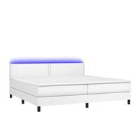 Eleganz Lit à ressorts 200 x 200 cm avec éclairage et simili cuir - Lit de chambre moderne avec matelas design luxueux pour un sommeil réparateur
